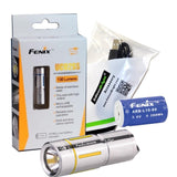 FENIX UC02 SS 130 Lumen USB Rechargeable Cree LED keychain Flashlight UC02SS (Stainless Steel/Gold Color) with, EdisonBright brand USB charging cable bundle