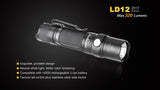 Fenix LD12 320 Lumen LED Tactical Flashlight USB rechargeable kit with EdisonBright AA battery