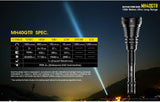 Nitecore Black MH40GTR 1200 Lumens CREE-XP HI V3 LED Ultra Long Range Duel-Fuel Hunting Flashlight with Two Li-ion 18650 rechargeable 2600mAh batteries.