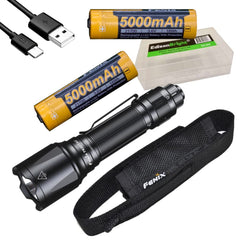 Fenix TK22 TAC 2800 Lumen LED Tactical Flashlight, 2 X USB Rechargeable ARB-L21-5000U Batteries and EdisonBright BBX5 Battery Carrying case Bundle