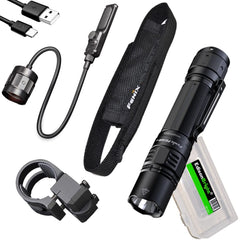 Fenix PD36R Pro 2800 Lumen Rechargeable LED Tactical Flashlight, AER-05 Pressure Switch, ALG-16 Mount with EdisonBright Charging Cable Carry case Bundle