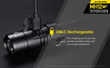 Nitecore MH12 V2 1200 Lumen USB-C Rechargeable LED Tactical Flashlight with 5000mAh Battery and EdisonBright battery carrying case