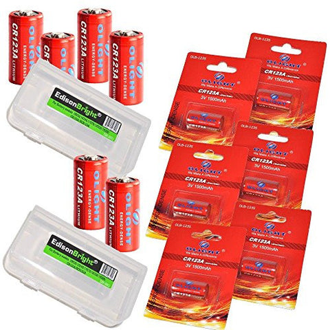 Bundle 12 Pack Olight CR123A 3v 1500mAh Lithium batteries with two Edisonbright battery carry cases