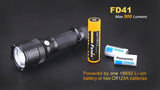 Fenix FD41 900 Lumen CREE LED adjustable focus (zoom-able) Flashlight with two EdisonBright CR123A Lithium Batteries