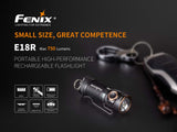 Fenix E18R 750 Lumen CREE LED USB rechargeable compact keychain Flashlight, additional rechargeable battery with EdisonBright charging cable bundle