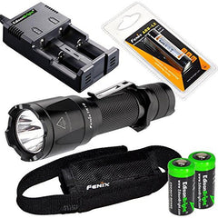 Fenix TK16 1000 Lumens Cree LED tactical Flashlight with Genuine Fenix ARB-L2 18650 2600mAh Li-ion rechargeable battery, smart battery Charger and 2X EdisonBright CR123A Lithium batteries bundle