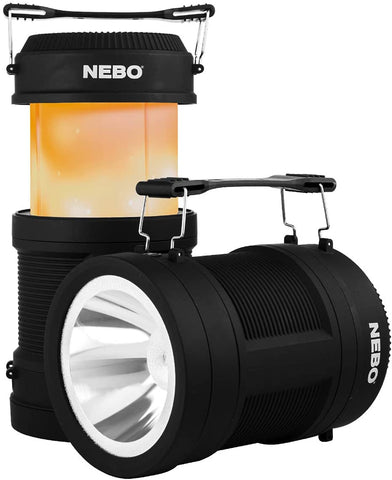 Big Poppy Rechargeable Lantern Flashlight: 300 lumen lantern, 120 lumen spot light, flickering flame mode, rechargeable and also serves as a power bank - NEBO 6908