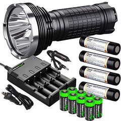 FENIX TK75 4000 Lumen 2015 Edition Triple CREE XM-L2 U2 LED Flashlight with Four Fenix ARB-L2M 18650 Batteries, EdisonBright 4 port home/car smart battery charger and eight EdisonBright CR123A lithium batteries bundle