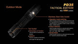 EdisonBright Fenix PD35 TAC 1000 Lumen 2018 CREE LED Tactical Flashlight, Fenix ARB-L18-2600U Li-ion USB Rechargeable Battery and Holster with Two CR123A Lithium Batteries