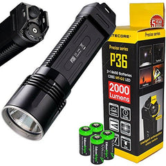 NITECORE P36 2000 Lumen high intensity neutral white CREE MT-G2 LED tactical flashlight with 4X EdisonBright CR123A Lithium Batteries