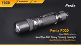 Fenix FD30 900 Lumen CREE LED tactical flashlight with 2 X Fenix ARB-L18 18650 Li-ion rechargeable batteries, Fenix home/car smart Charger and 2 X EdisonBright CR123A Lithium batteries bundle