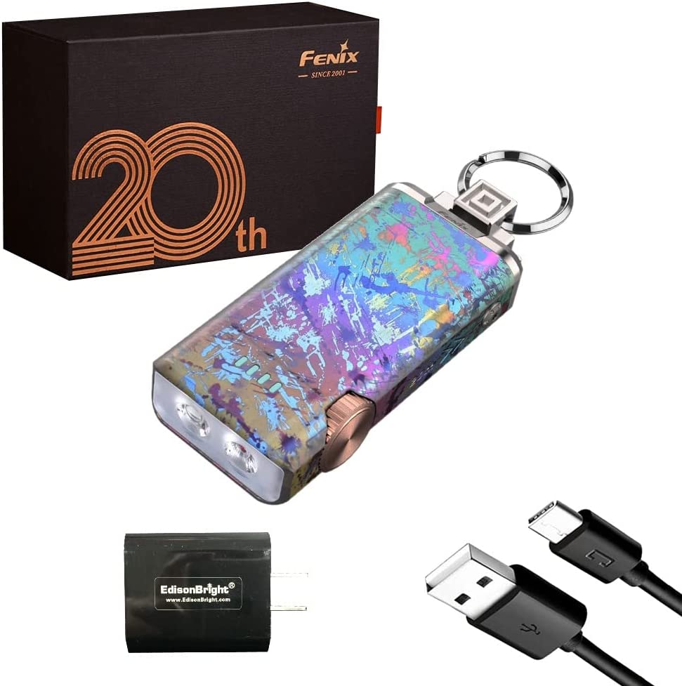 Fenix APX 20 Limited Edition 20th Anniversary Rechargeable Keychain Flashlight with EdisonBright Charging Adapter