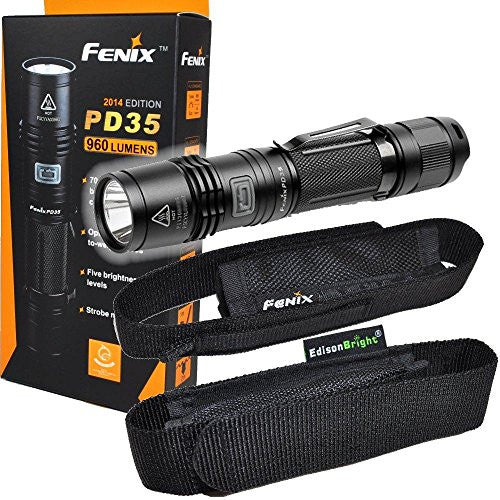 Fenix PD35 2014 Edition 960 Lumen CREE XM-L2 U2 LED Tactical Flashlight with Fenix holster and high quality EdisonBright holster