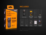 Fenix E18R 750 Lumen USB rechargeable CREE LED EDC/keychain Flashlight with EdisonBright back-up battery bundle