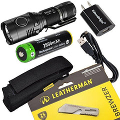 Leatherman Brewzer 831675 multi-tool, Nitecore MH20 CREE XM-L2 U2 LED 1000 Lumen USB Rechargeable Flashlight, EdisonBright 18650 rechargeable Li-ion battery, and EdisonBright USB charger bundle