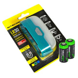 Nitecore LR30 205 Lumen magnetic base camping light (Green body) with two EdisonBright CR123A Lithium Batteries