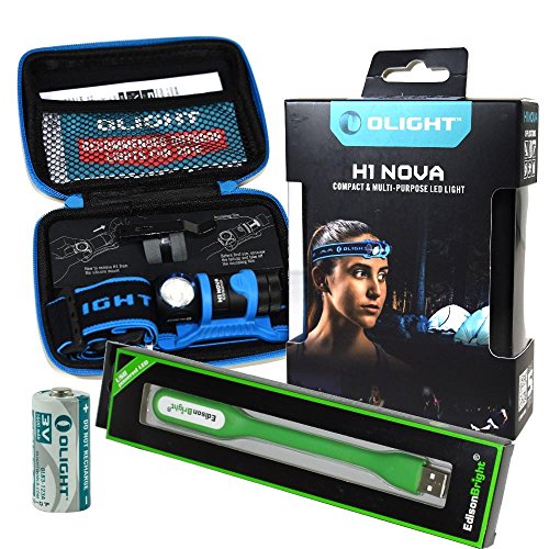 Olight H1 headlamp with 500 lumen output CREE LED and EdisonBright USB reading light bundle