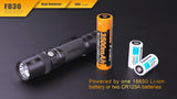 Fenix FD30 900 Lumen LED USB Rechargeable Tactical Flashlight kit with EdisonBright BBX3 Battery Carry case