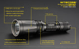 Nitecore SRT7GT 1000 Lumens CREE LED Built in Red, Green, Blue, UV Lights, Variable brightness Flashlight/searchlight with 2 X EdisonBright CR123A Batteries