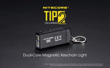 NITECORE TIP 2 (TIP2) 720 Lumen USB Rechargeable Keychain Flashlight with EdisonBright Charging Cable bundle