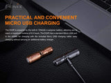 Fenix E02R 200 Lumen Mini USB Rechargeable EDC Keychain Flashlight with EdisonBright charging cable carrying case