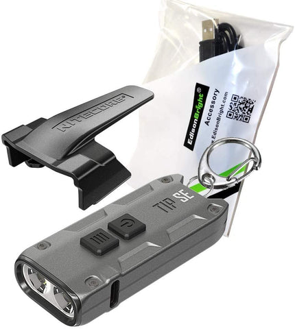 Nitecore TIP SE 700 Lumen USB-C Rechargeable Keychain Flashlight EDC with EdisonBright Charging Cable bundle