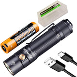 Fenix E35 V3.0 3000 Lumen USB-C Rechargeable LED Flashlight with 5000mAh battery and EdisonBright battery carrying case bundle