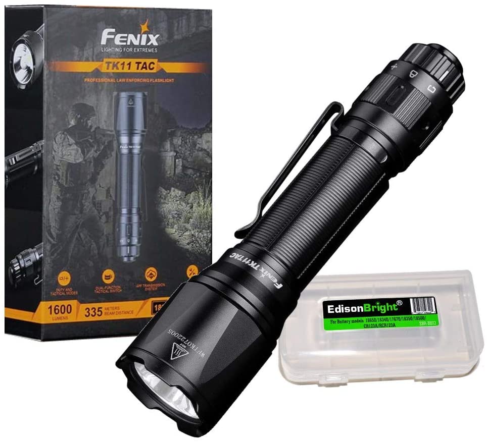 Fenix TK11 TAC 1600 Lumen LED Tactical Flashlight with EdisonBright BBX3 battery carry case bundle