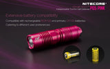 NITECORE P05 PINK 460 Lumens high intensity CREE LED Strobe Ready self defence flashlight with EdisonBright CR123A Lithium Battery