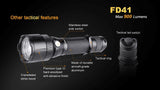 Fenix FD41 900 Lumen CREE LED adjustable focus (zoom-able) Flashlight with two EdisonBright CR123A Lithium Batteries