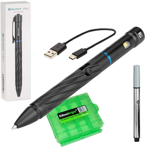 OLIGHT OPEN 2 120 lumens USB rechargeable writing pen/LED Light, EDC flashlight with EdisonBright charging cable carry case