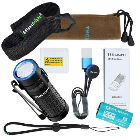 Olight S1R II USB rechargeable 1000 Lumen CREE LED Flashlight, Rechargeable battery with EdisonBright brand holster bundle
