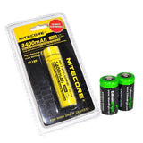 Nitecore MH20GT CREE LED 1000 Lumen 395 yards beam USB Rechargeable Flashlight, Nitecore NL189 18650 3400mAh rechargeable Li-ion battery, USB cable, Holster 2 X EdisonBright Cr123A batteries bundle