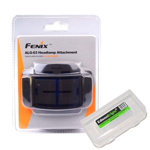 Fenix ALG-03 headlamp helmet mount with EdisonBright Battery Case for HL55 & HL60R