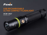 FENIX UC30 2017 version USB Rechargeable 1000 Lumen Cree LED Flashlight with, rechargeable battery, holster and EdisonBright USB charging cable bundle