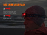 Fenix HL32R USB rechargeable 600 lumen CREE LED headlamp with red light, EdisonBright USB charging cable bundle