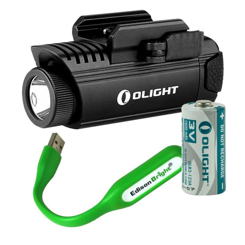 Olight PL1 II Valkyrie 450 lumen LED pistol light with EdisonBright USB reading light bundle
