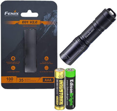 Fenix E01 V2 100 Lumen LED flashlight with EdisonBright AAA alkaline battery bundle