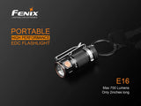 Fenix E16 700 Lumen CREE neutral white LED EDC/keychain Flashlight EdisonBright CR123A Lithium Battery bundle