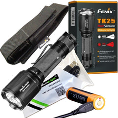 EdisonBright Fenix TK25 Red 1000 Lumens White / 310 Lumen Red Dual Beam LED Flashlight Rechargeable kit w USB Cable