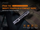 Fenix PD36 TAC 3000 Lumen LED Tactical Flashlight, Battery and Holster with EdisonBright Battery Carrying case