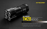 EdisonBright NITECORE TM28 Tiny Monster 6000 Lumen LED Flashlight/Searchlight with 4 X Nitecore 18650 Li-ion rechargeable batteries, USB powered reading light bundle