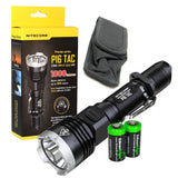 EdisonBright Nitecore P16 TAC 1000 Lumens high intensity CREE XM-L2 U3 LED long throw tactical flashlight with 2 X CR123A Lithium Batteries Bundle