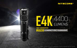 Nitecore E4K 4400 Lumen high powered Flashlight with 5000mAh rechargeable Battery and EdisonBright USB power adapter bundle