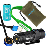 Olight S1R Turbo S USB rechargeable 900 Lumens CREE LED Flashlight EDC with RCR123 Li-ion battery, magnetic charging cable with EdisonBright USB powered reading light bundle