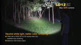 Fenix LD12 320 Lumen LED Tactical Flashlight USB rechargeable kit with EdisonBright AA battery