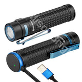 Olight S2R II rechargeable 1150 Lumens LED Flashlight EDC with Li-ion battery, flex magnetic USB charging cable and 2 X EdisonBright CR123A Lithium back-up Batteries bundle