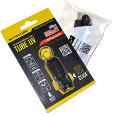 Nitecore TUBE UV 500mW USB rechargeable Ultraviolet blacklight LED keychain light and EdisonBright brand USB charging cable bundle