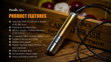 Fenix 15th Anniversary Special Edition rose gold plated 85 Lumen LED flashlight, Fenix UC01 rechargeable keychain light with EdisonBright AAA alkaline battery