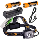 Fenix HP25R 1000 Lumen USB rechargeable CREE LED Headlamp, 2 X Fenix 18650 rechargeable Li-ion batteries,ARE-X1 charger with EdisonBright BBX3 battery carry case bundle